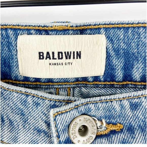 Baldwin Women's Blue 100% Cotton Willow Flare Denim Jeans Size 27 35” inseam - Picture 4 of 12